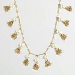 New  J.crew Pearl And Chain Tassel Necklace